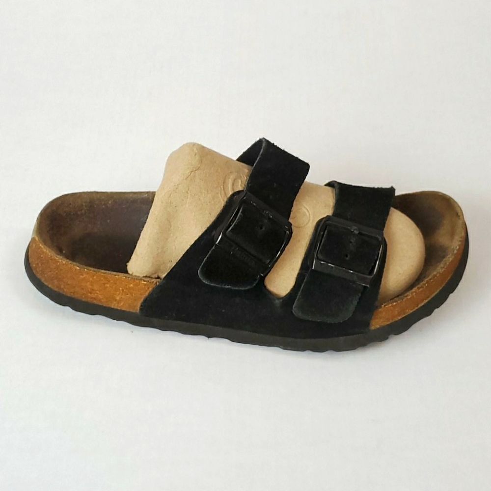 Birkenstock Betula suede sandals black flat strips women